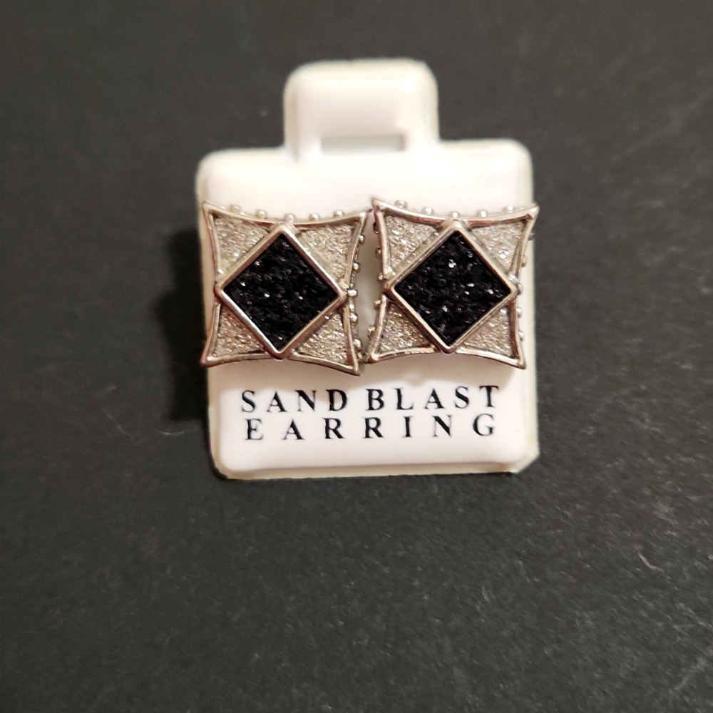 Silver and Black Druzzy Earrings